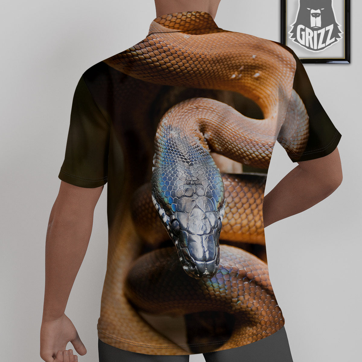 Snake Leiopython Print Untucked Shirts-grizzshop