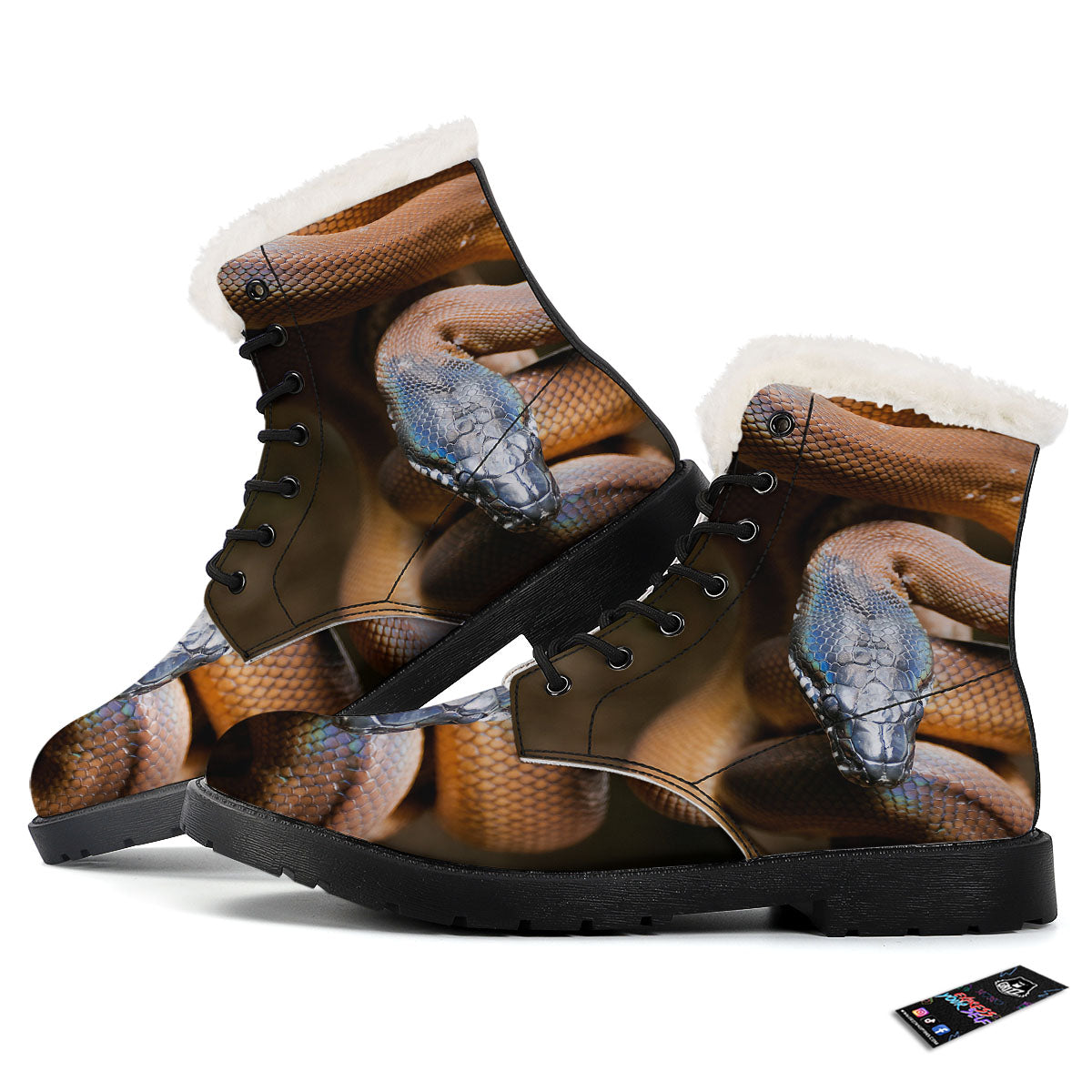 Snake Leiopython Print Winter Boots-grizzshop