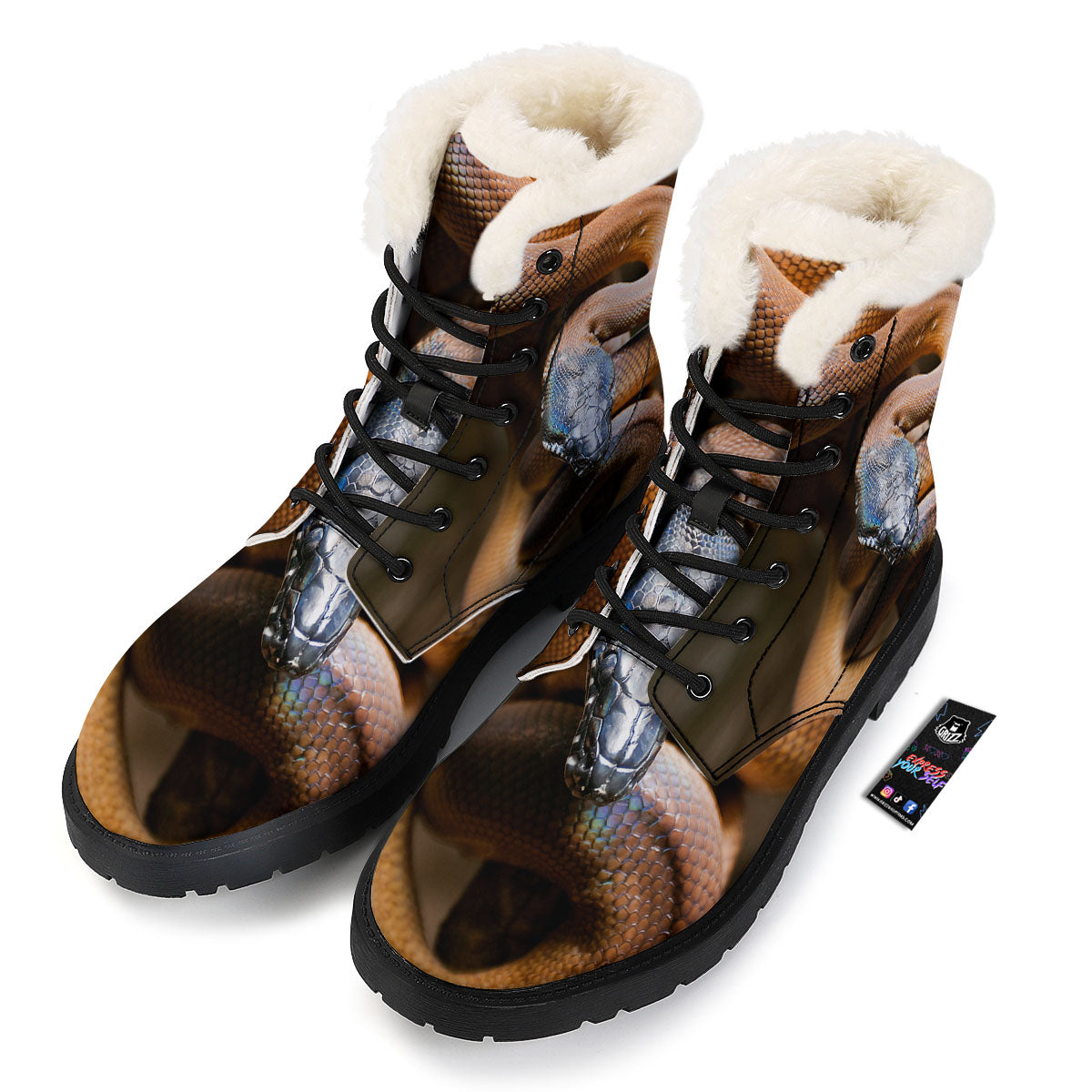 Snake Leiopython Print Winter Boots-grizzshop