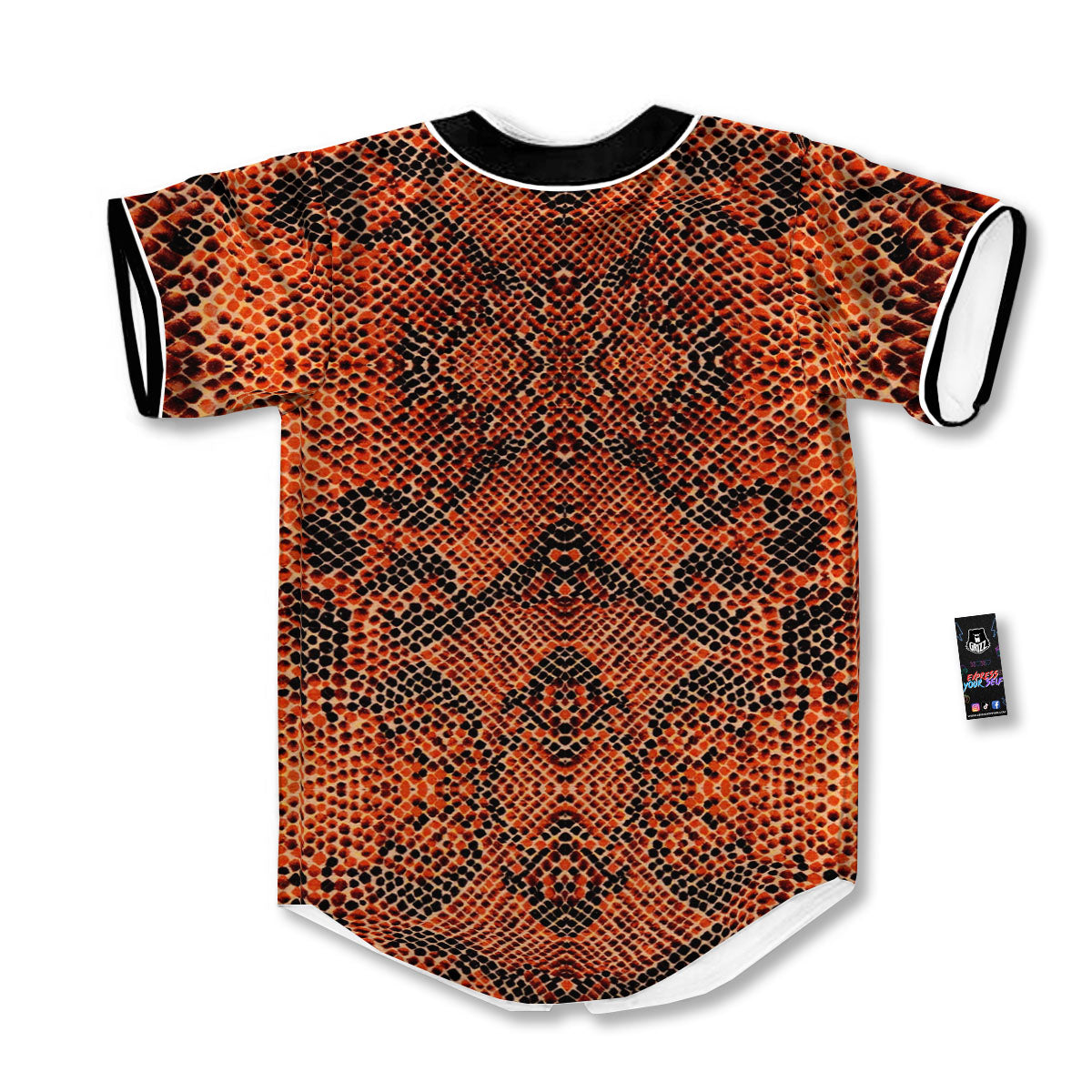Snake Orange Print Pattern Baseball Jersey-grizzshop