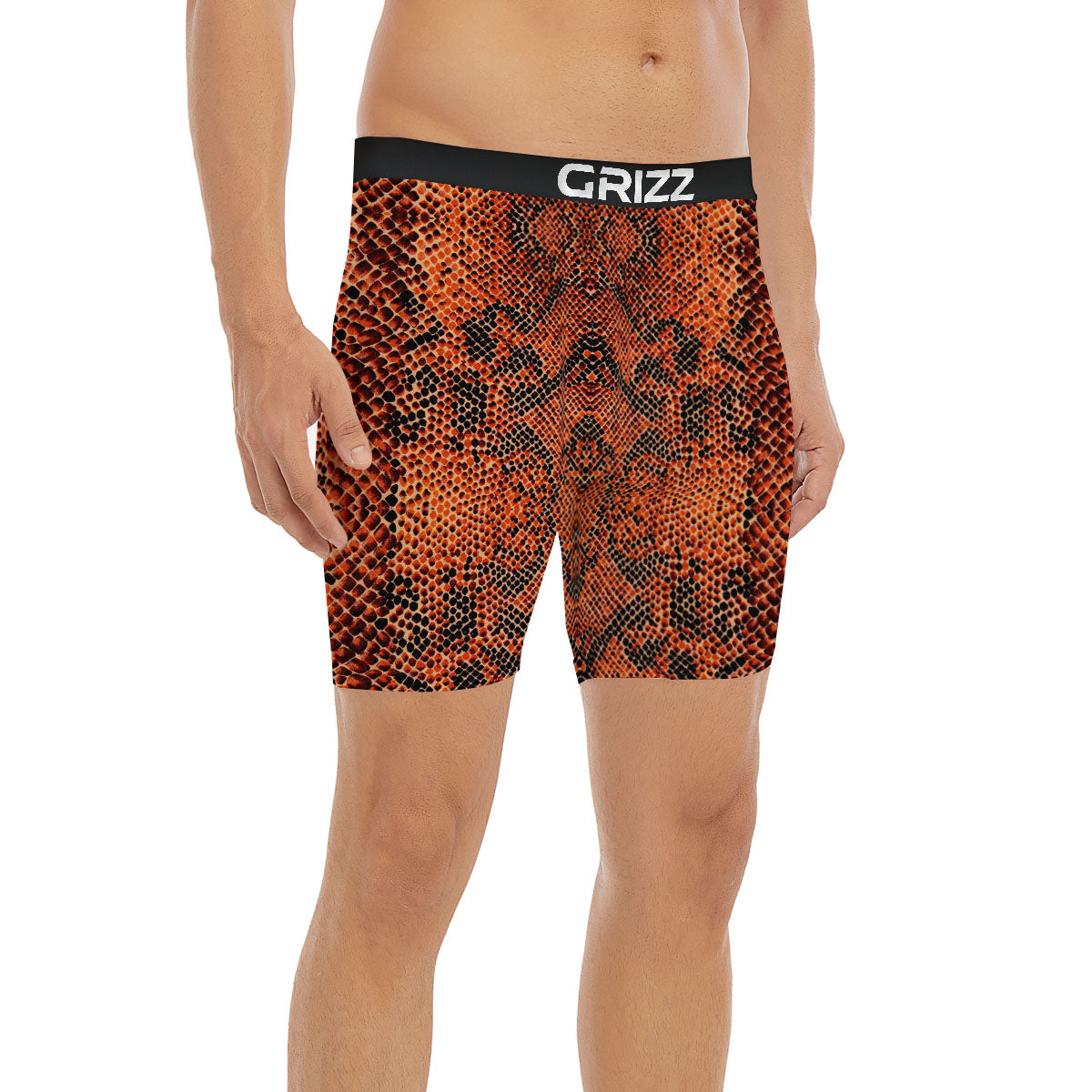 Snake Orange Print Pattern Boxer Briefs-grizzshop