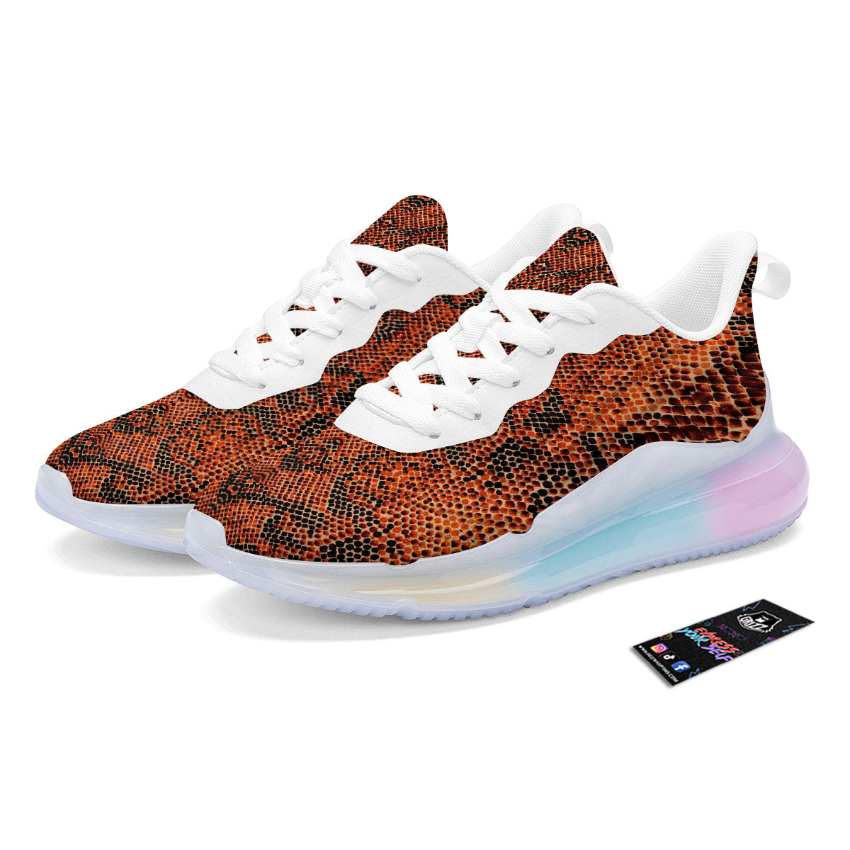 Snake Orange Print Pattern Running Sneakers-grizzshop
