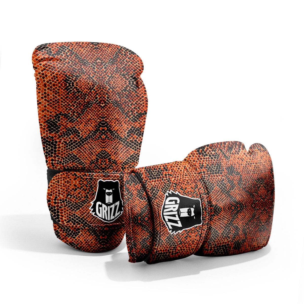 Snake Orange Print Pattern Pro Boxing Glove