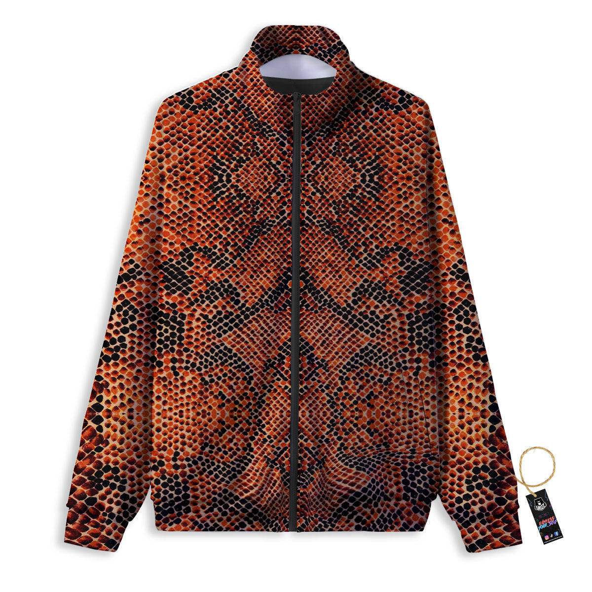 Snake Orange Print Pattern Track Jacket-grizzshop