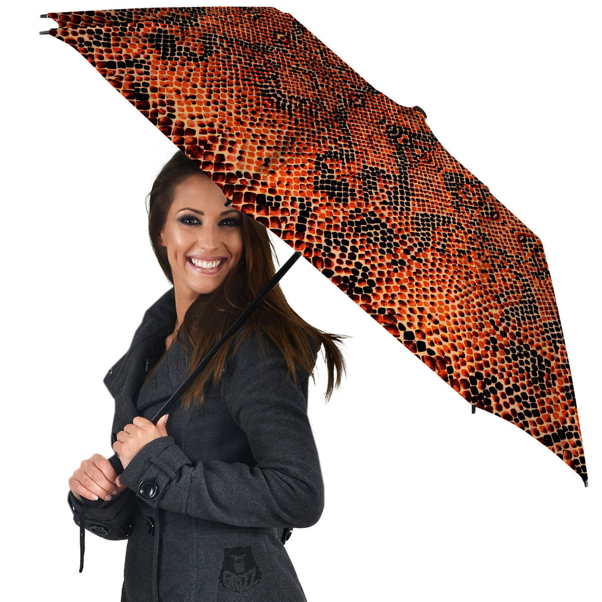 Snake Orange Print Pattern Umbrella-grizzshop