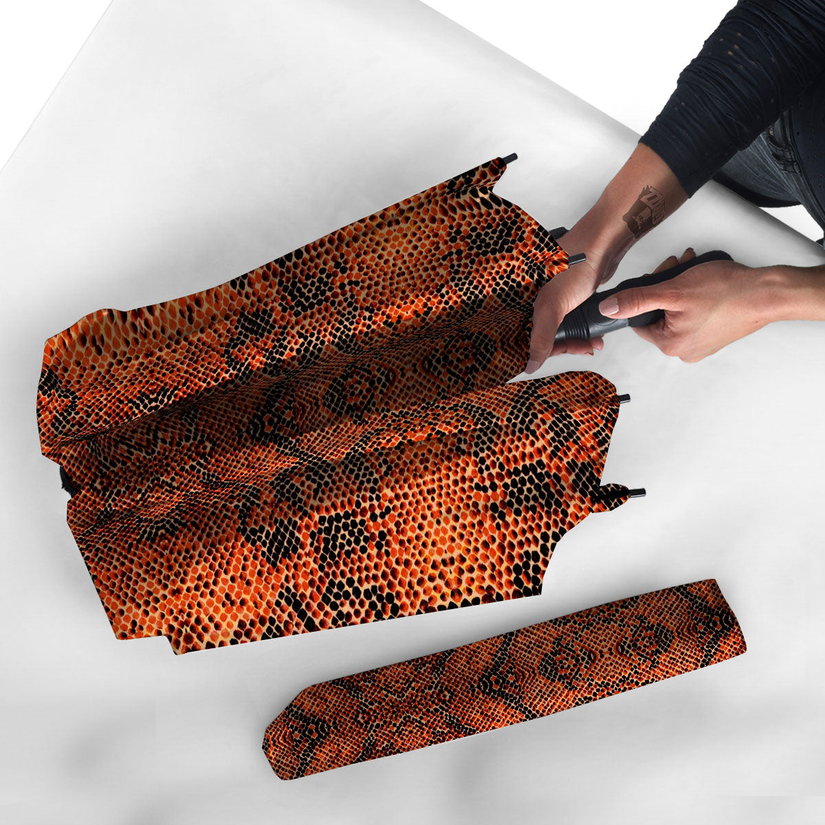 Snake Orange Print Pattern Umbrella-grizzshop