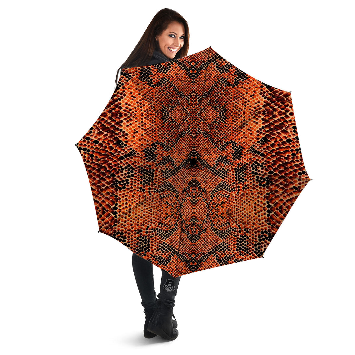 Snake Orange Print Pattern Umbrella-grizzshop