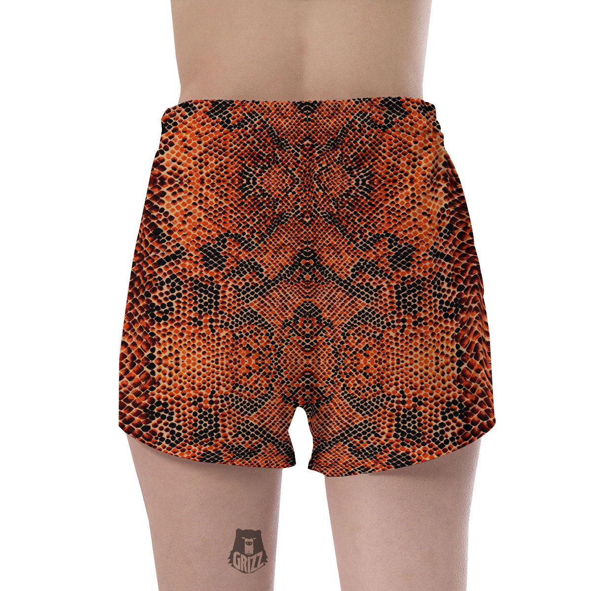 Snake Orange Print Pattern Women's Shorts-grizzshop
