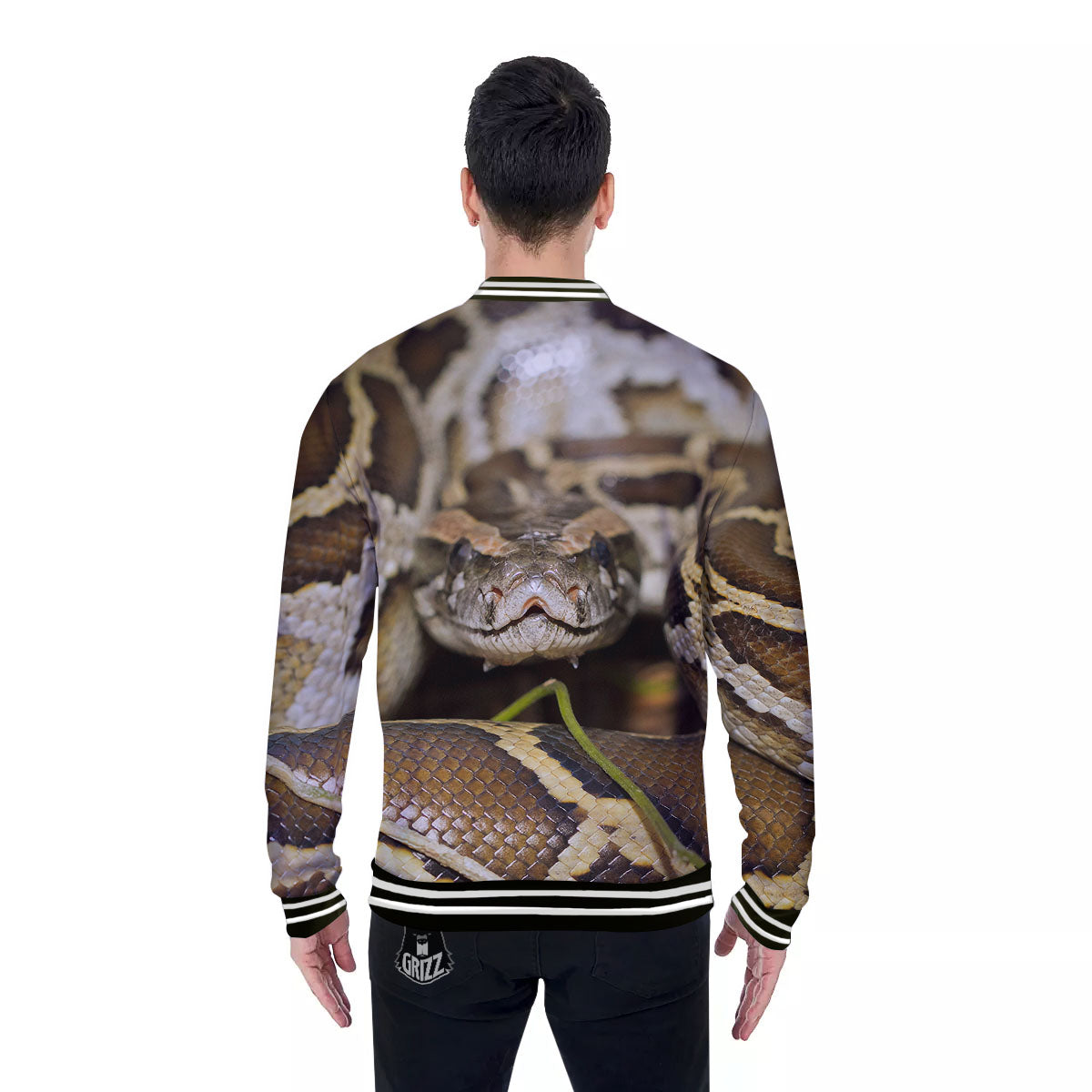 Snake Python Print Baseball Jacket-grizzshop