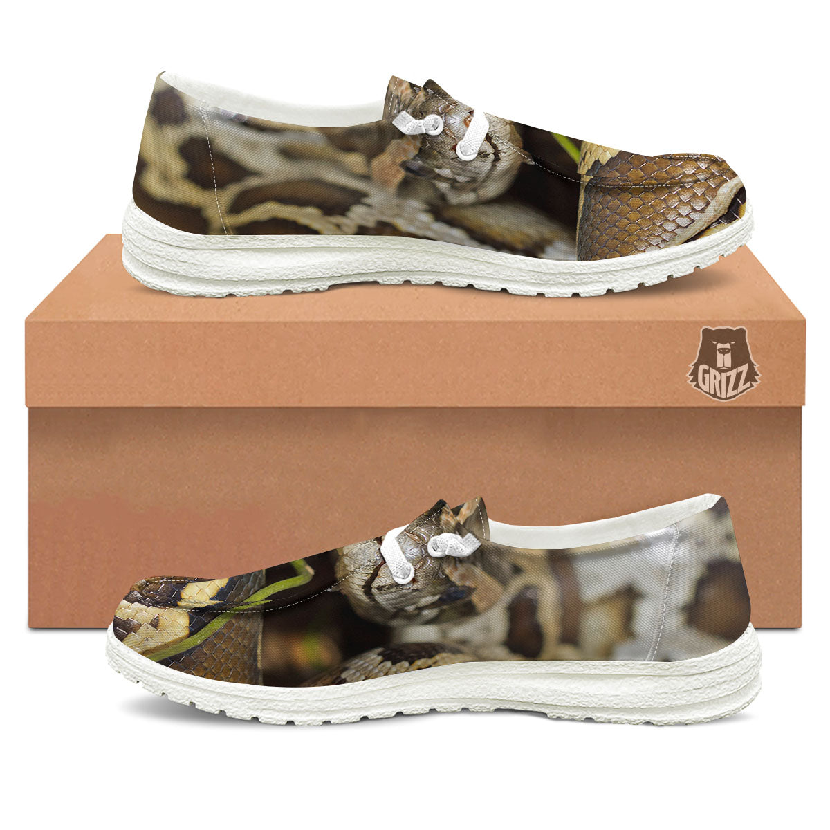 Snake Python Print Black Loafers-grizzshop