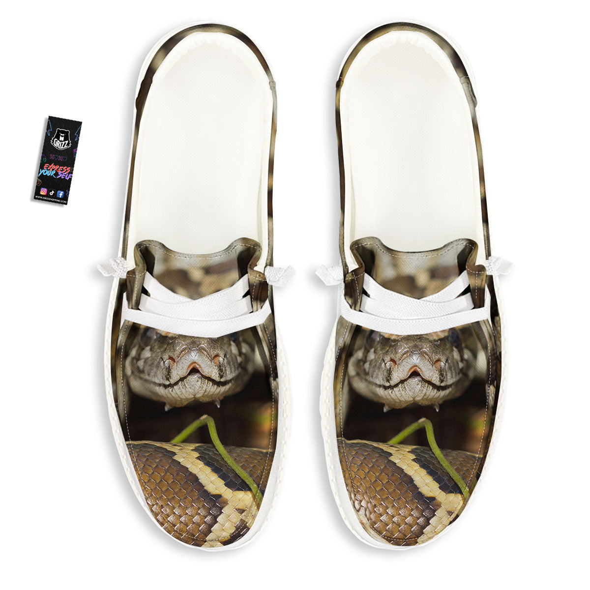 Snake Python Print Black Loafers-grizzshop