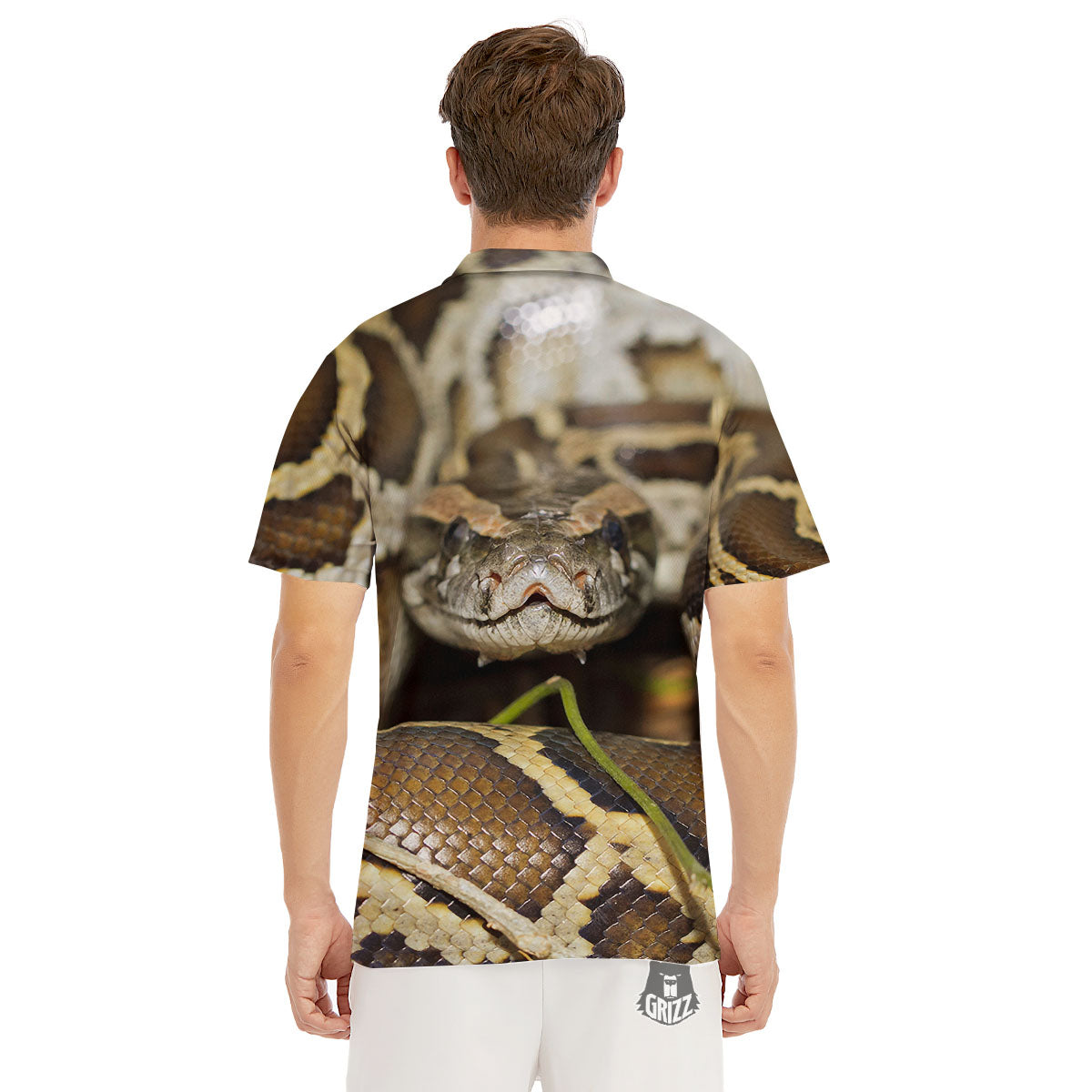 Snake Python Print Men's Golf Shirts-grizzshop