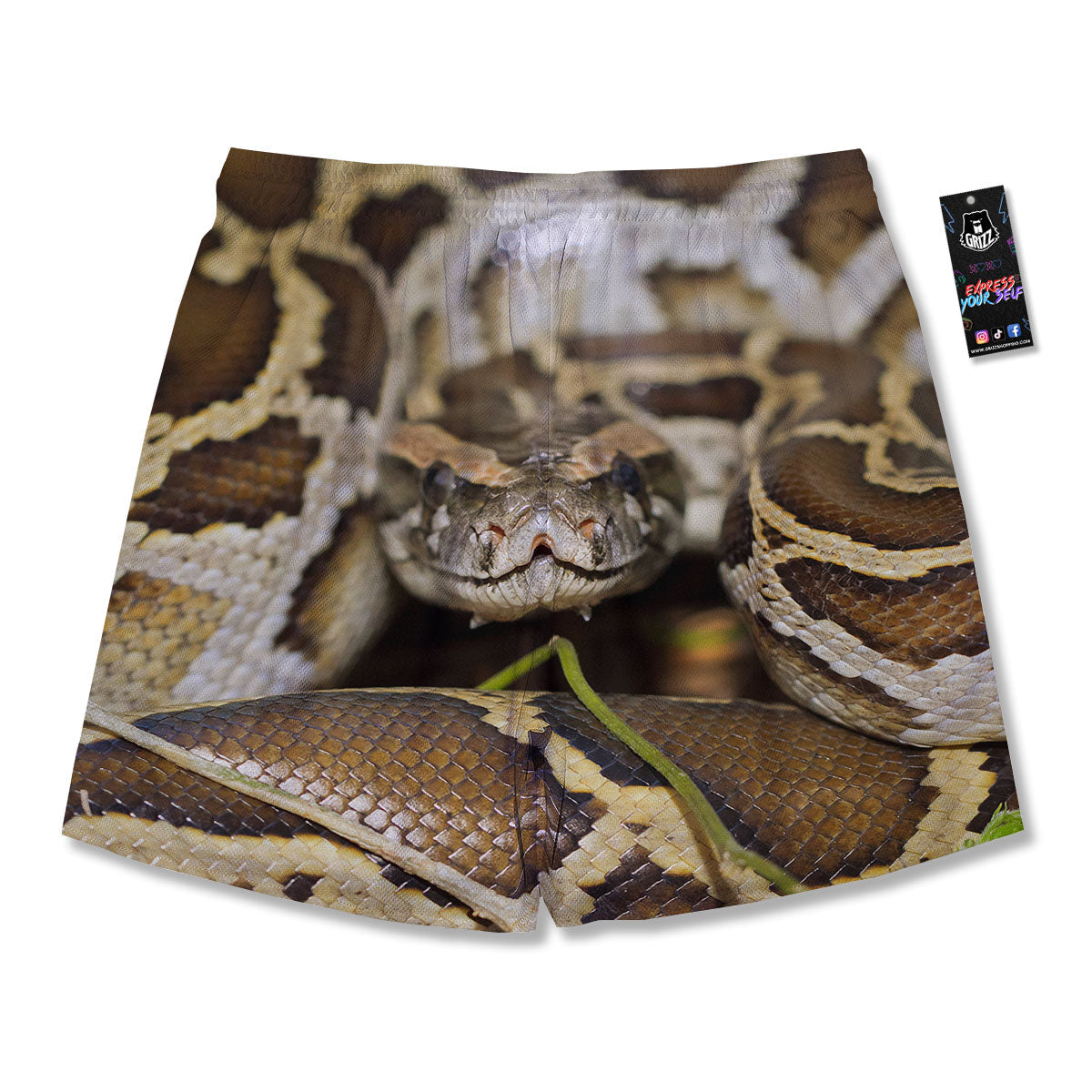 Snake Python Print Men's Running Shorts-grizzshop