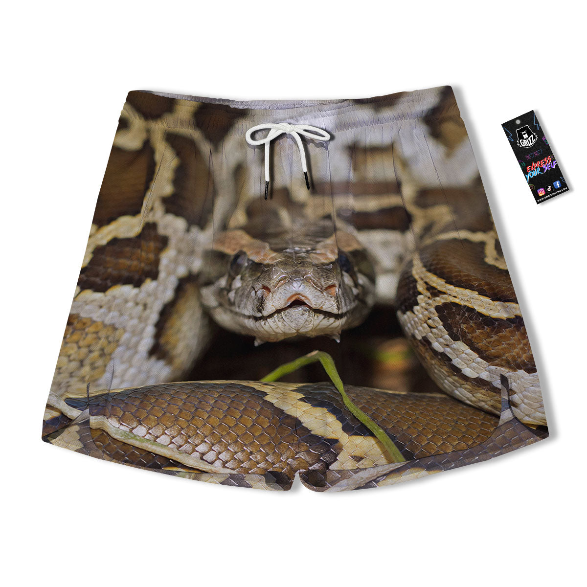 Snake Python Print Men's Running Shorts-grizzshop