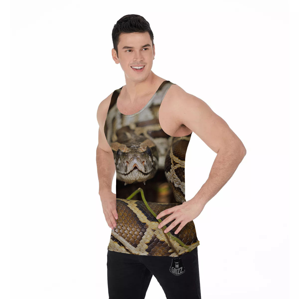 Snake Python Print Men's Tank Top-grizzshop