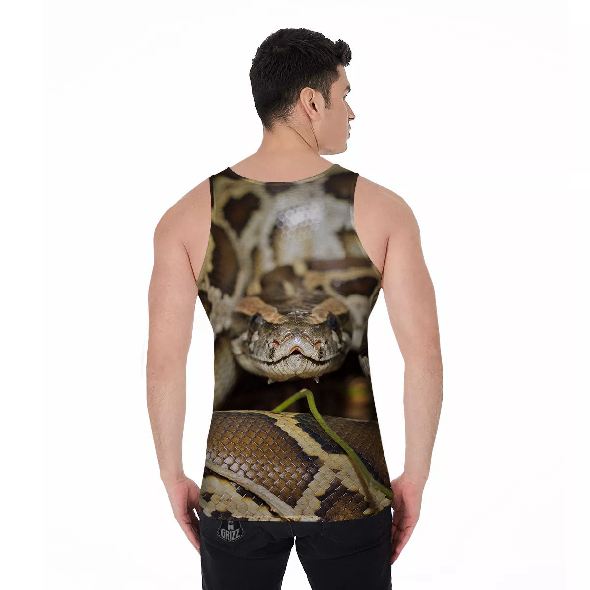 Snake Python Print Men's Tank Top-grizzshop