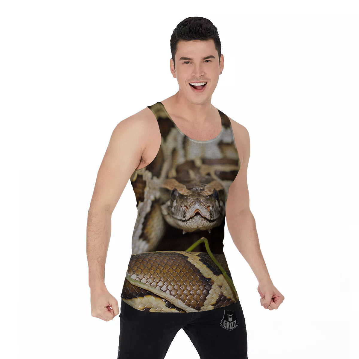 Snake Python Print Men's Tank Top-grizzshop