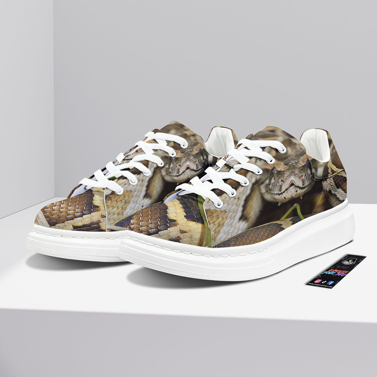 Snake Python Print Platform Shoes-grizzshop