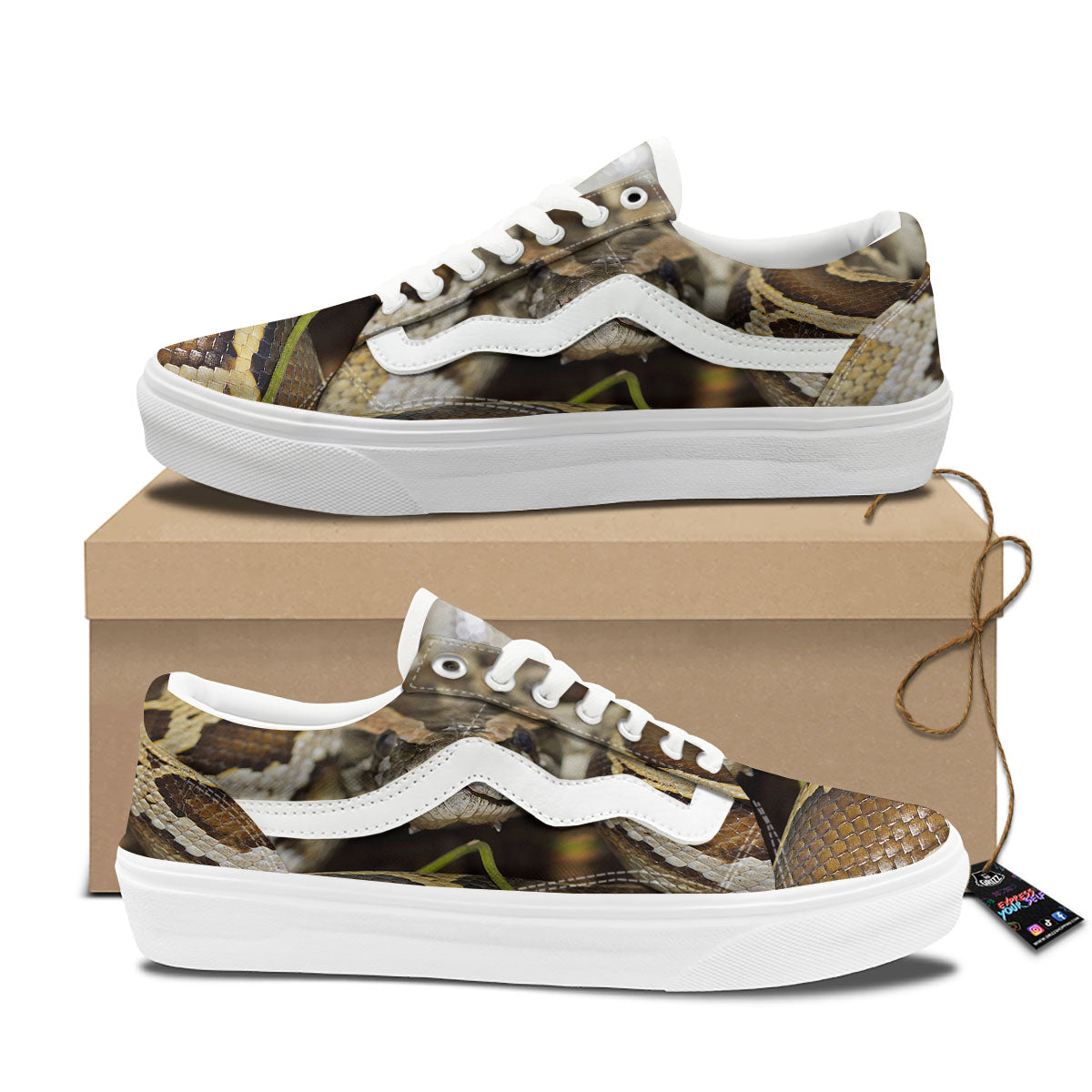 Snake Python Print Skate Shoes-grizzshop