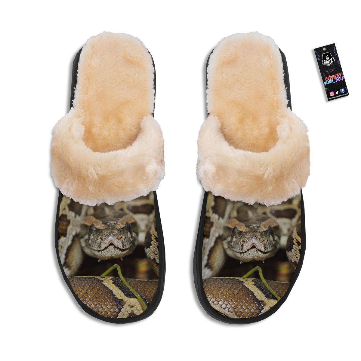 Snake Python Print Slippers-grizzshop