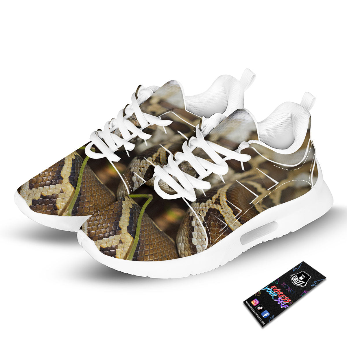 Snake Python Print Tennis Shoes-grizzshop