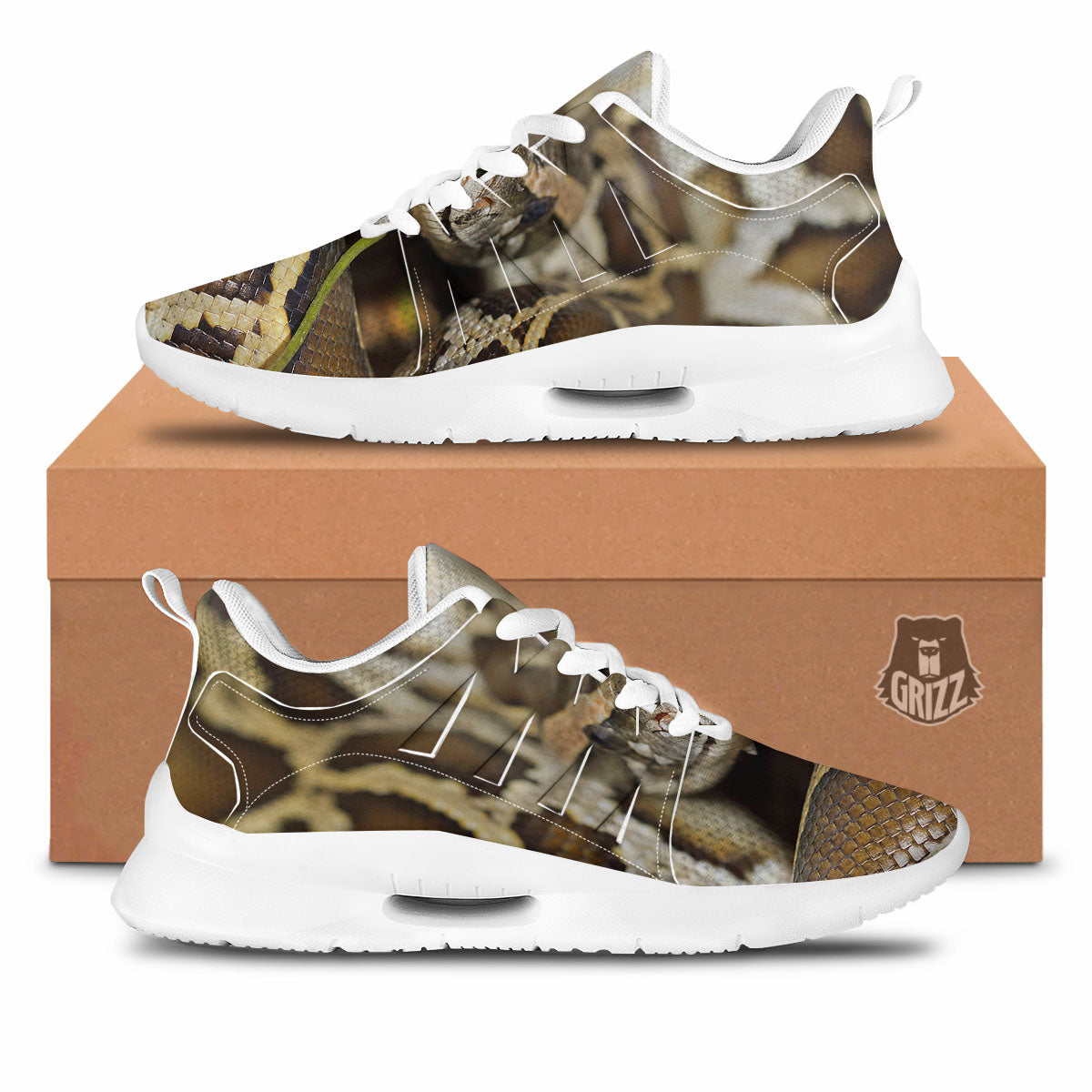 Snake Python Print Tennis Shoes-grizzshop