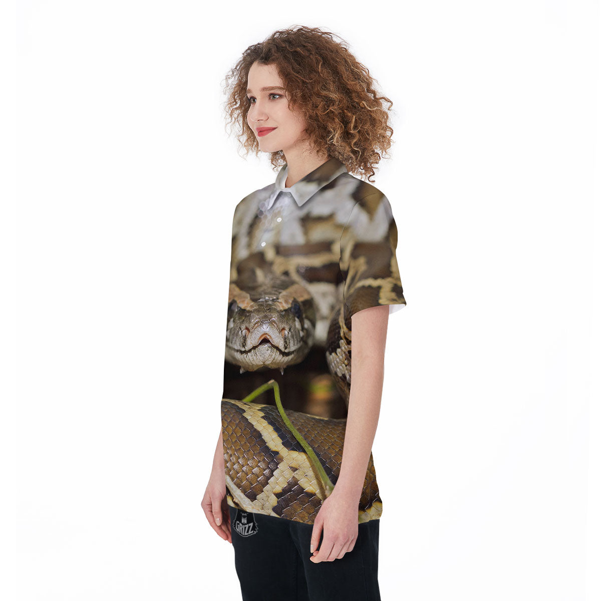Snake Python Print Women's Golf Shirts-grizzshop