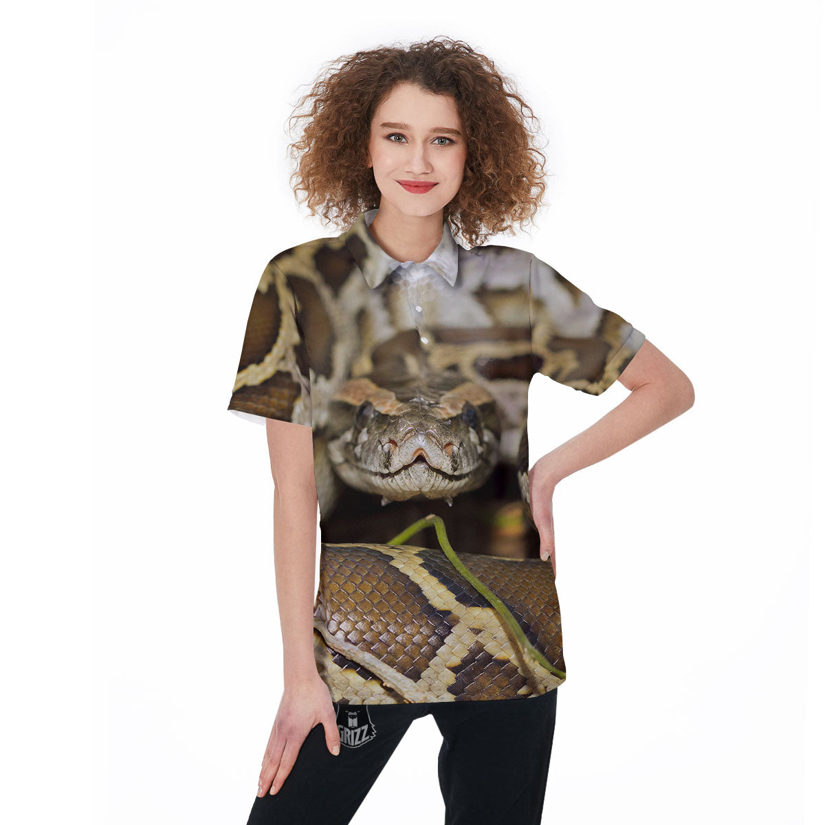 Snake Python Print Women's Golf Shirts-grizzshop