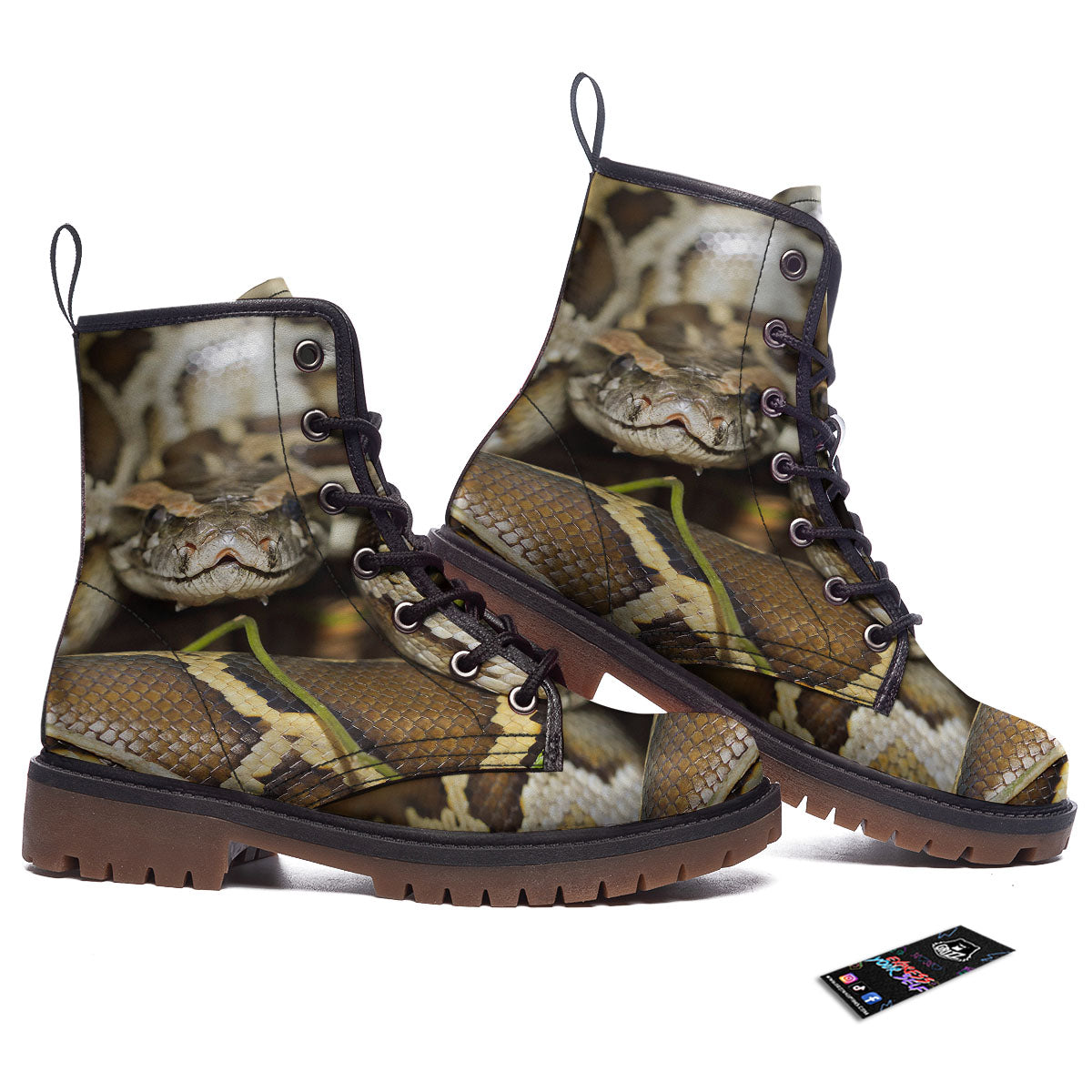 Snake Python Print Work Boots-grizzshop