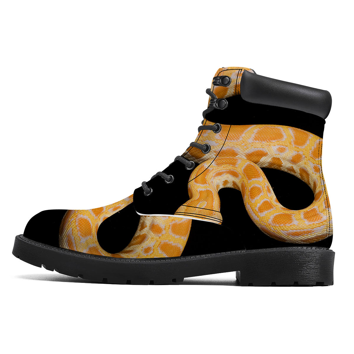 Snake Python Yellow Print Boots-grizzshop
