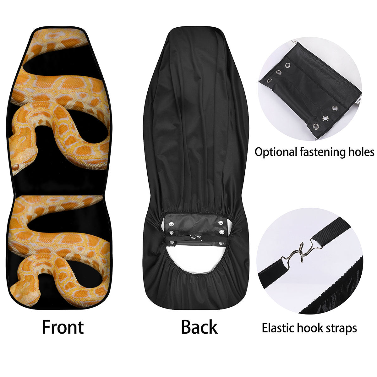 Snake Python Yellow Print Car Seat Covers-grizzshop