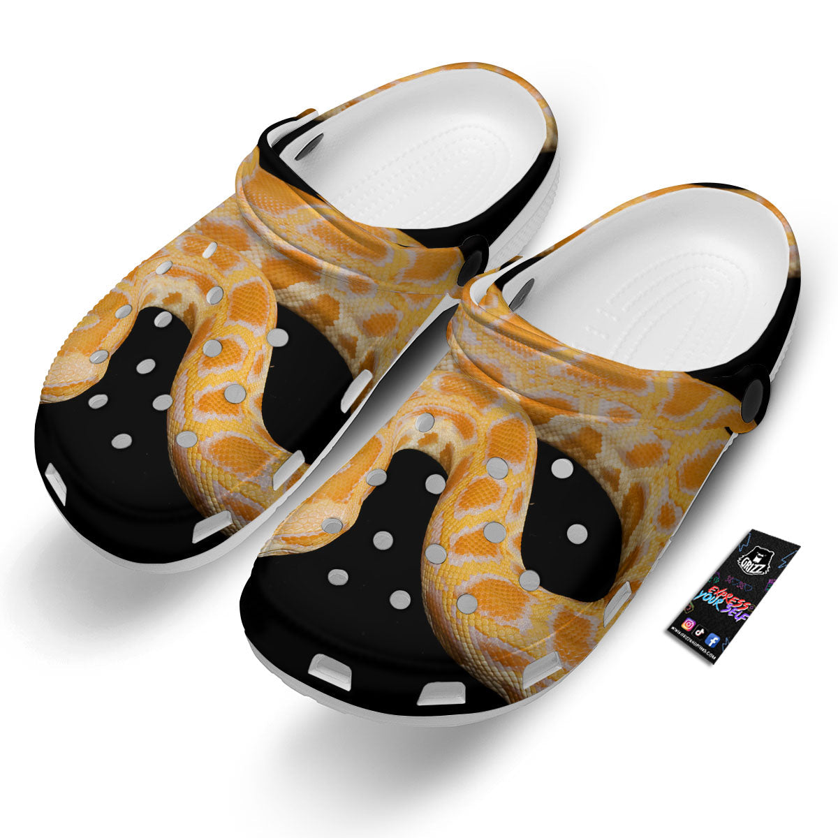 Snake Python Yellow Print Clog-grizzshop