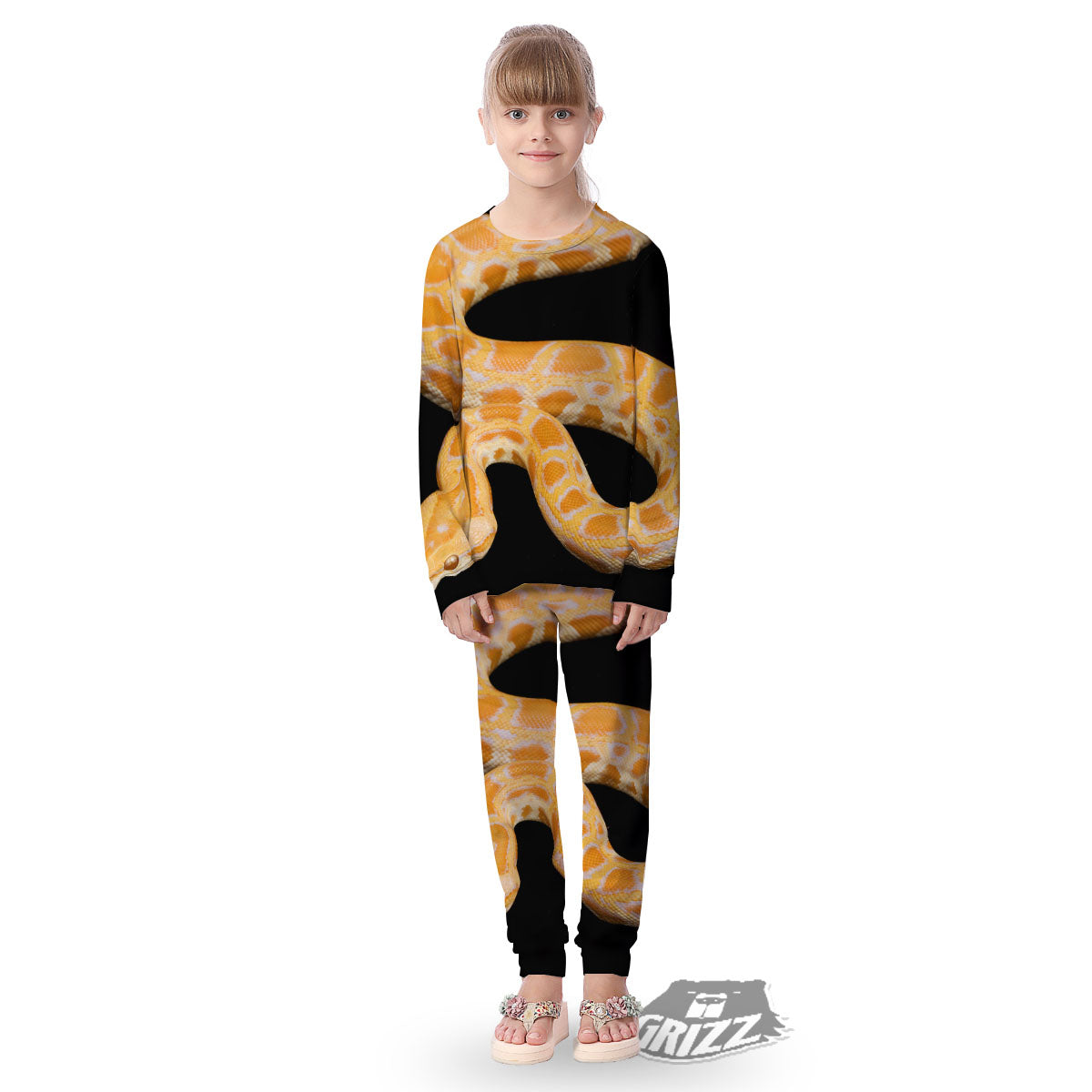 Snake Python Yellow Print Kid's Pajamas-grizzshop