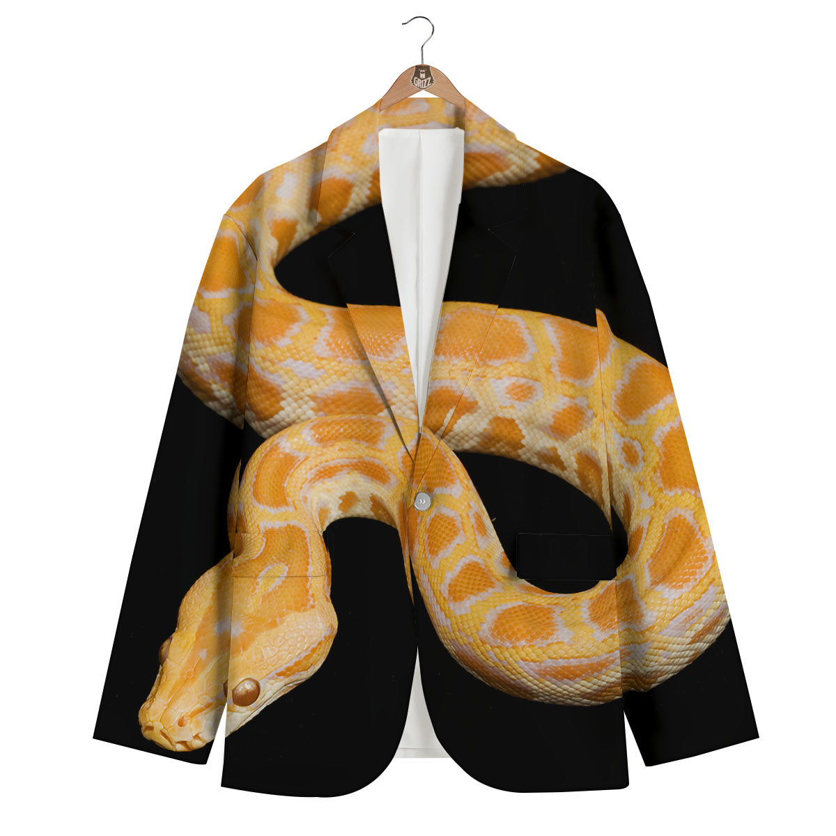 Snake Python Yellow Print Men's Blazer-grizzshop