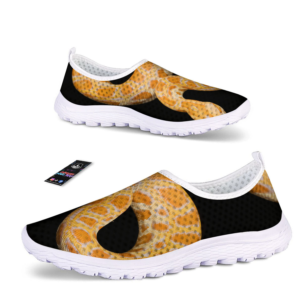 Snake Python Yellow Print Nurse Shoes-grizzshop