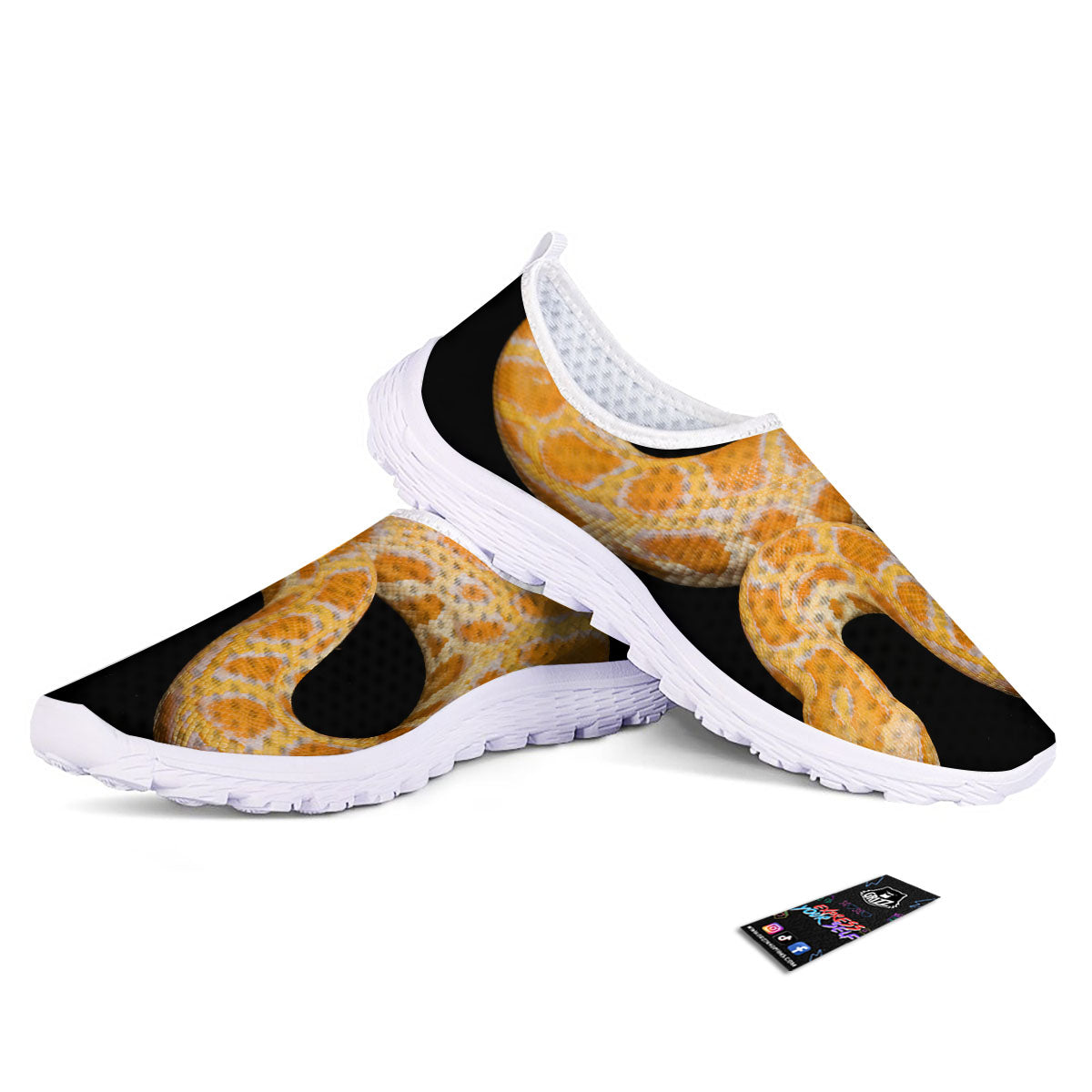Snake Python Yellow Print Nurse Shoes-grizzshop