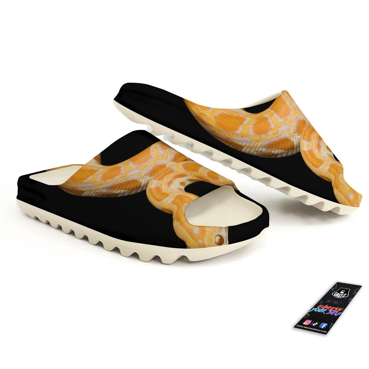 Snake Python Yellow Print Sandals-grizzshop