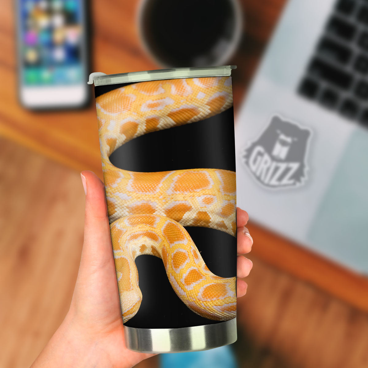 Snake Python Yellow Print Tumbler-grizzshop
