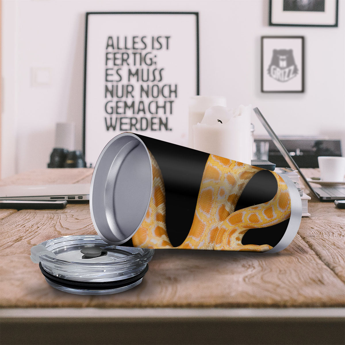 Snake Python Yellow Print Tumbler-grizzshop