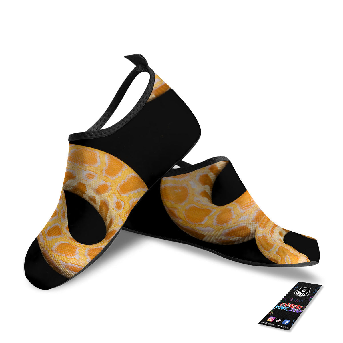 Snake Python Yellow Print Water Shoes-grizzshop