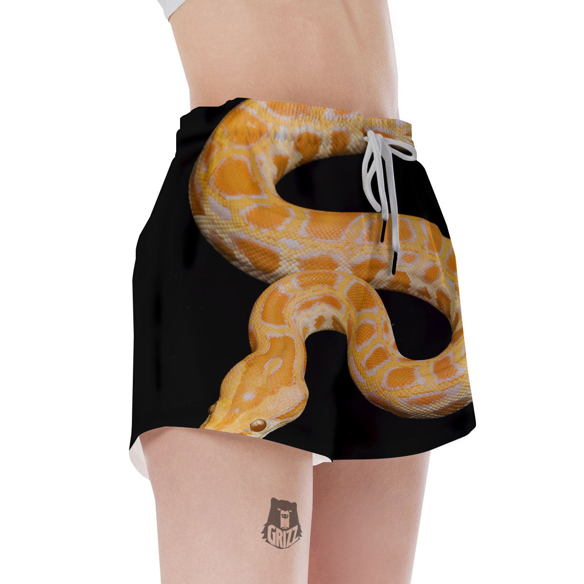 Snake Python Yellow Print Women's Shorts-grizzshop