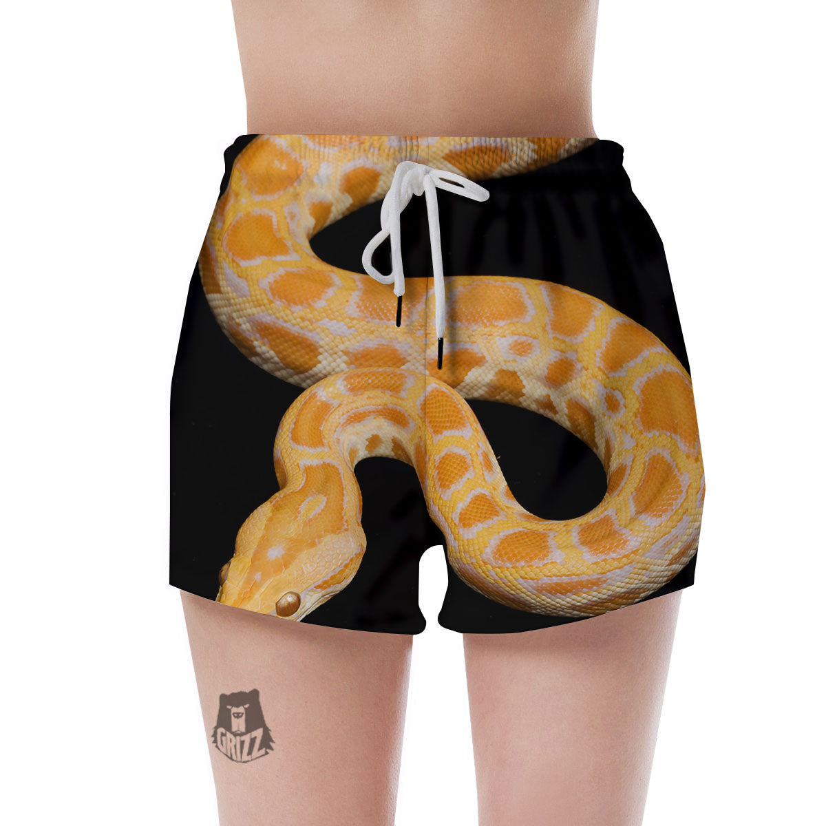 Snake Python Yellow Print Women's Shorts-grizzshop