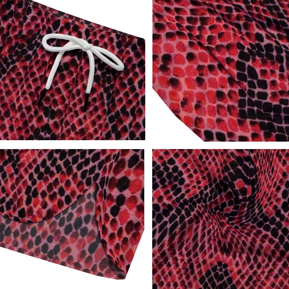 Snake Skin Black And Red Print Men's Running Shorts-grizzshop