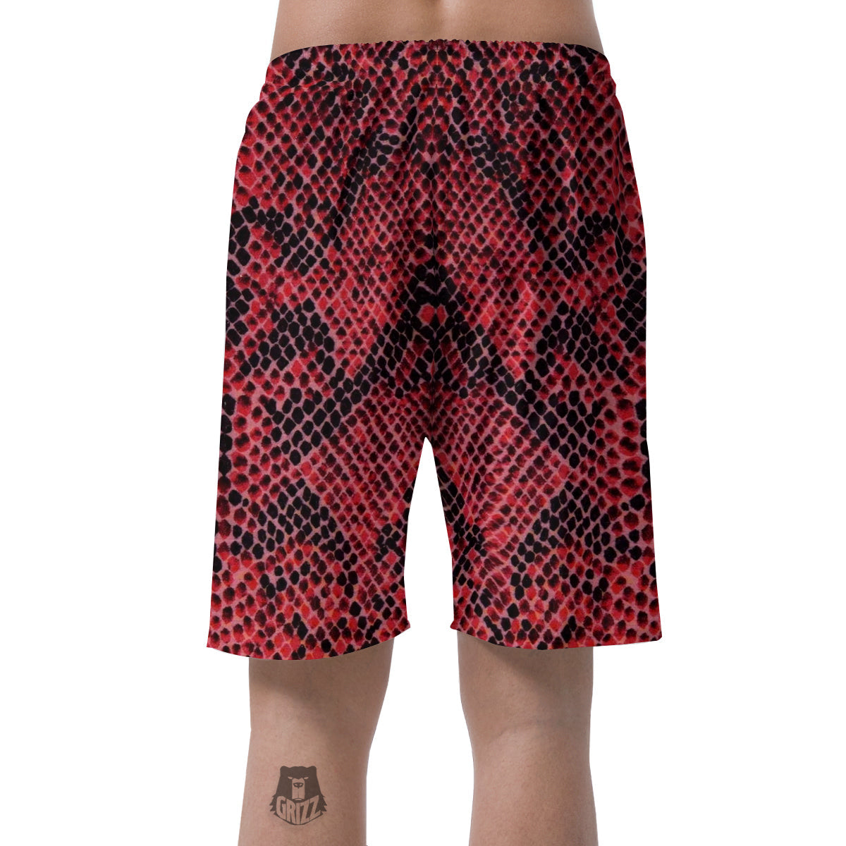 Snake Skin Black And Red Print Men's Shorts-grizzshop