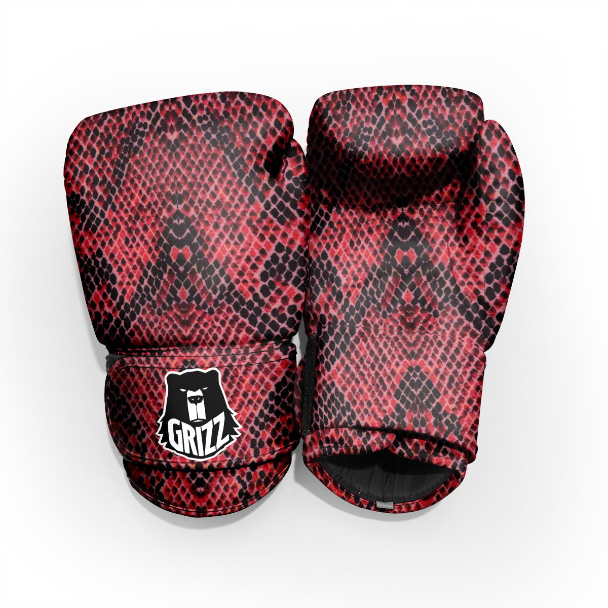 Snake Skin Black And Red Print Pro Boxing Glove