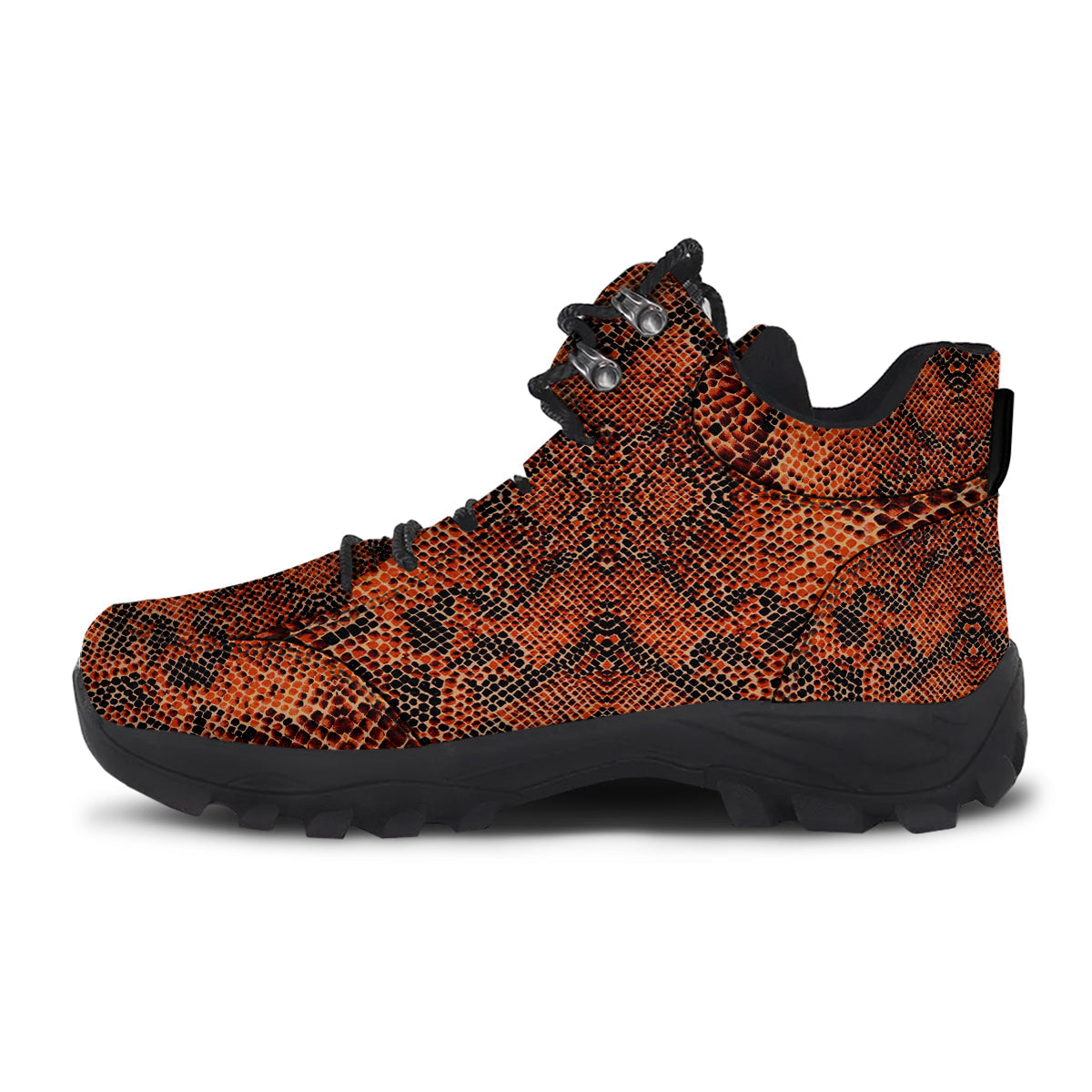 Snake Skin Black Orange Print Hiking Shoes-grizzshop