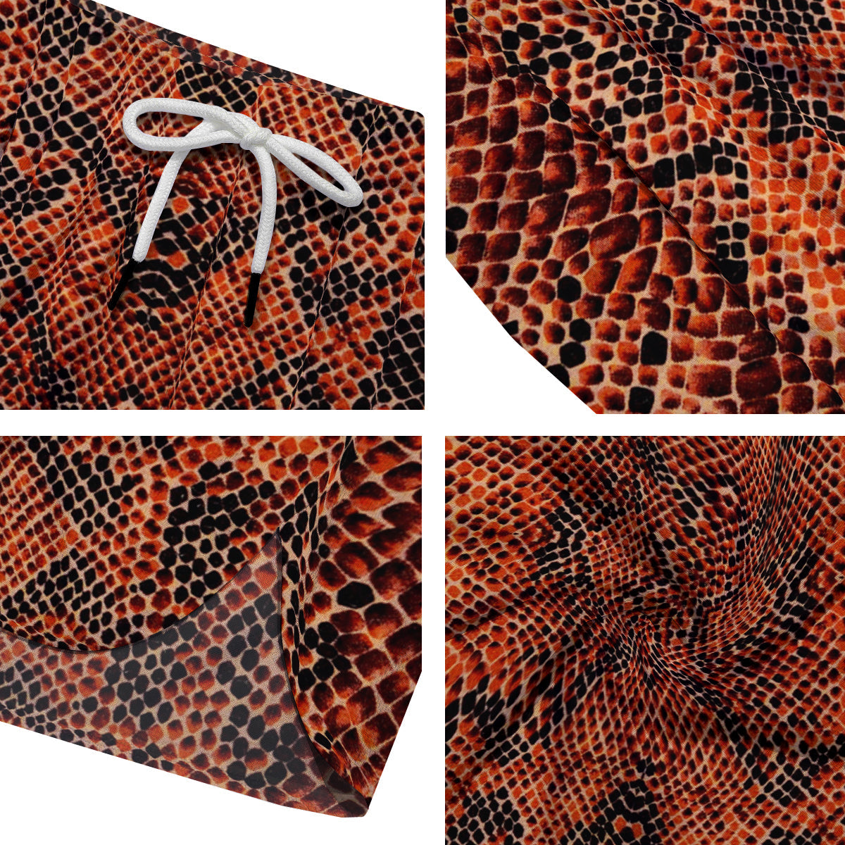 Snake Skin Black Orange Print Men's Running Shorts-grizzshop