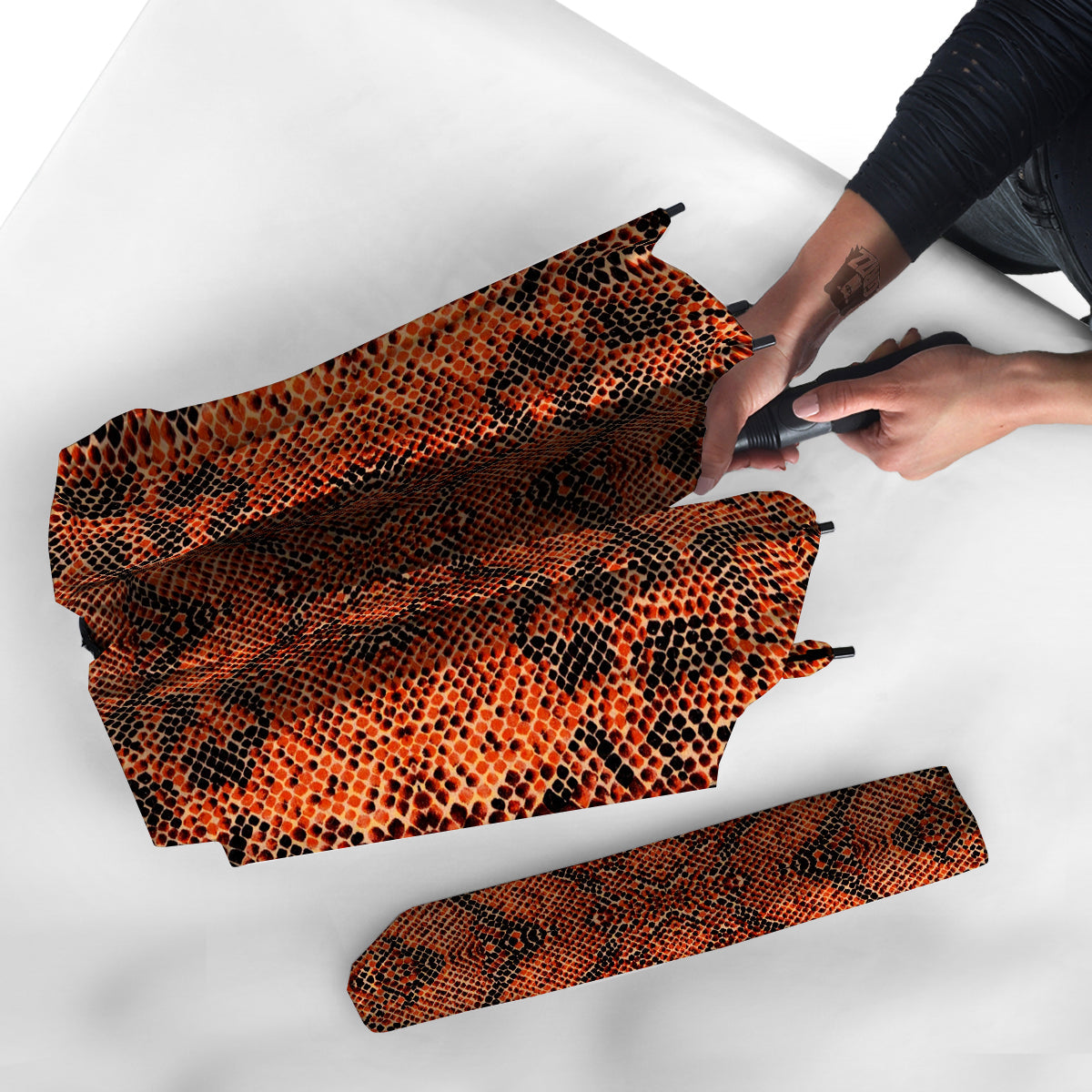 Snake Skin Black Orange Print Umbrella-grizzshop