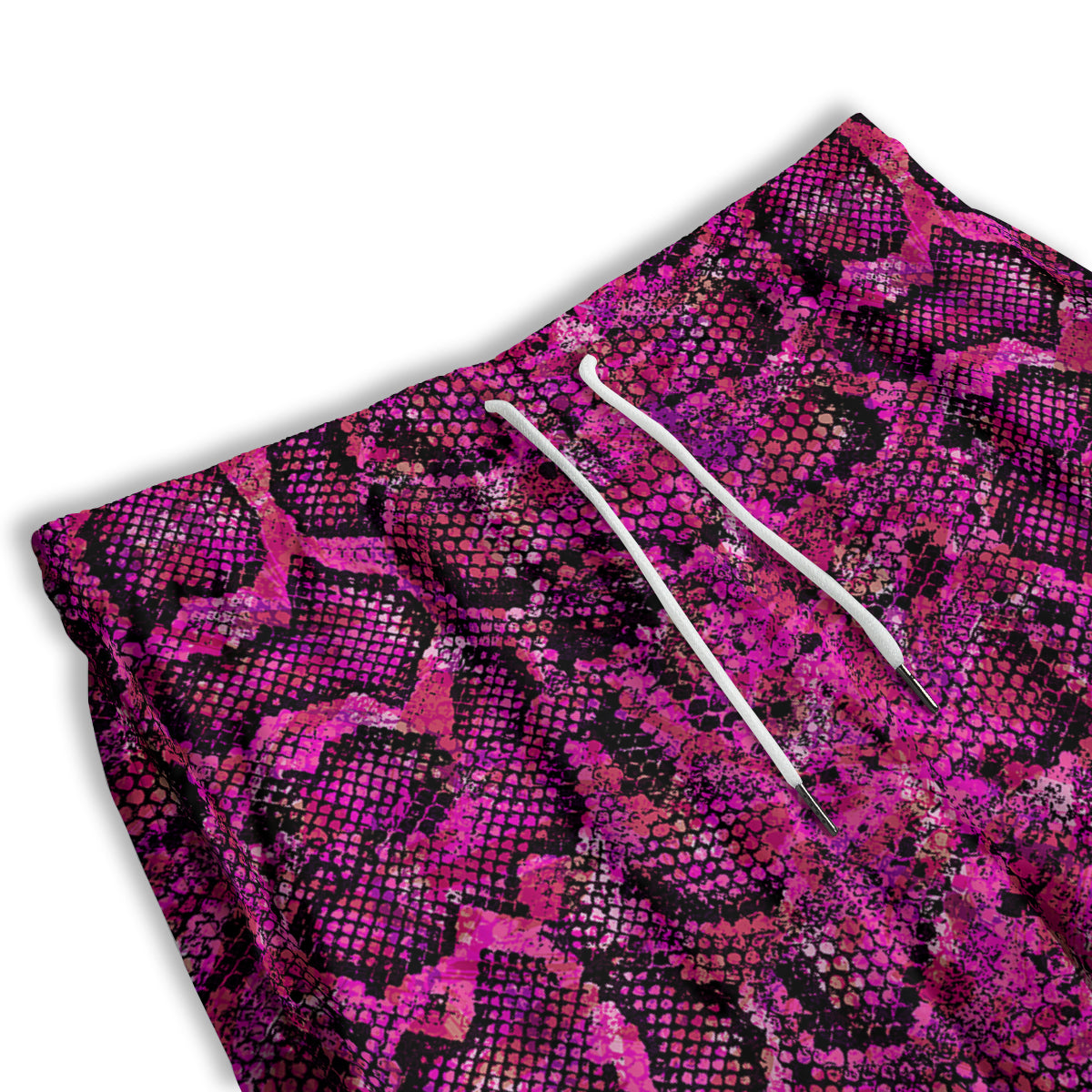 Snake Skin Black Pink Print Men's Athletic Shorts