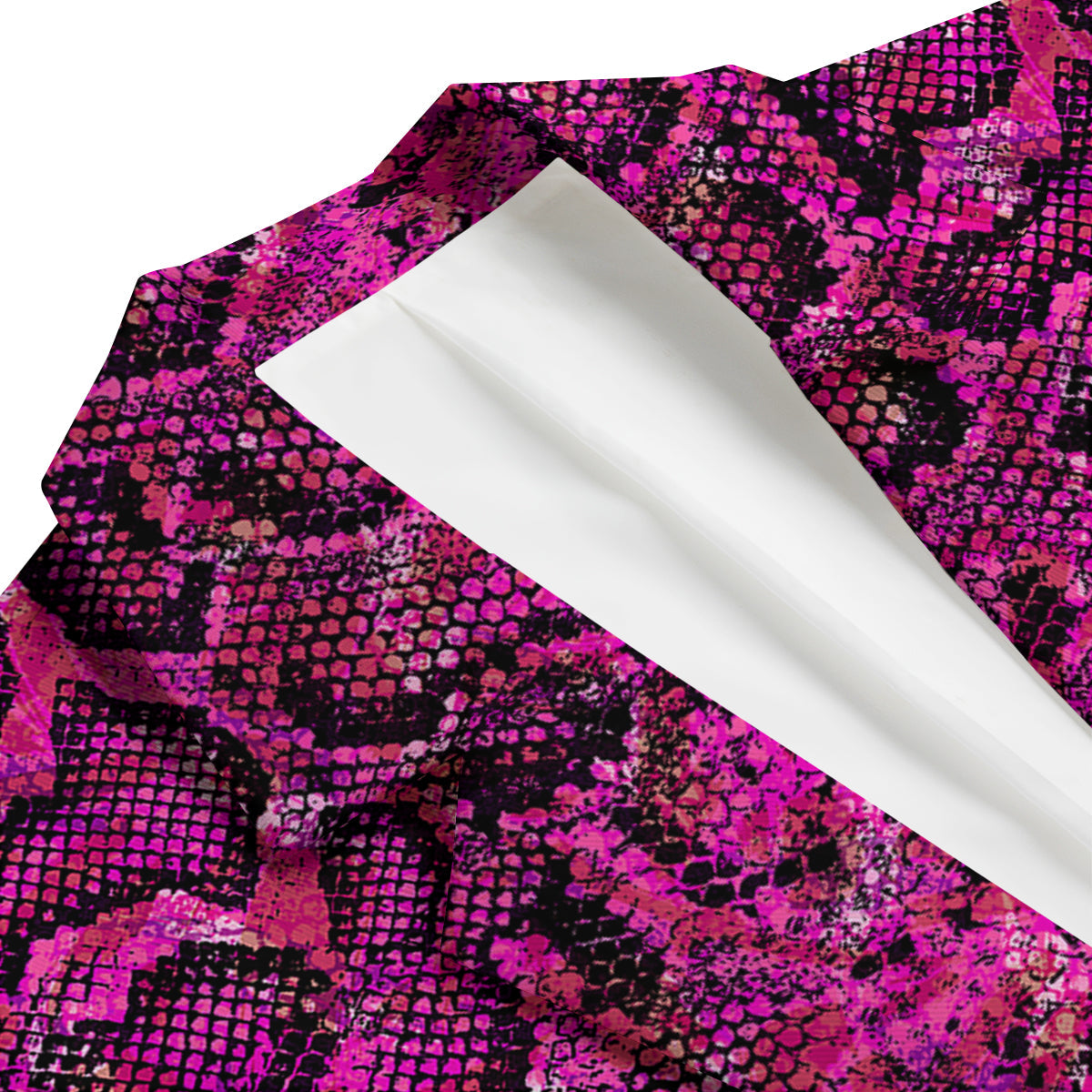 Snake Skin Black Pink Print Men's Blazer-grizzshop